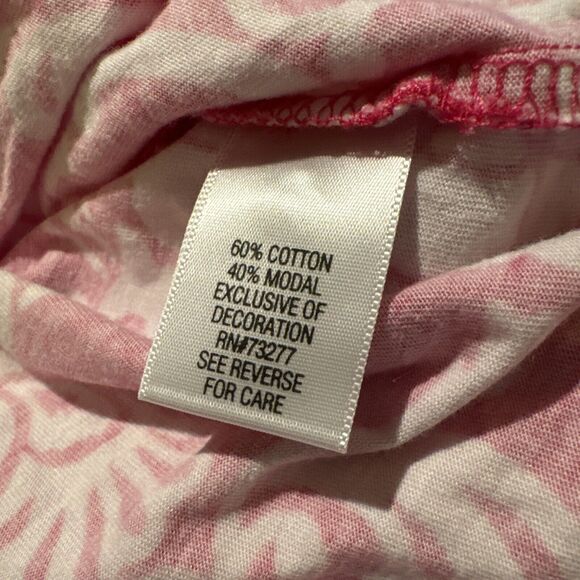 Croft & Barrow Women's 1X Pink White Floral Long Sleeve Tunic T-Shirt - Picture 4 of 7